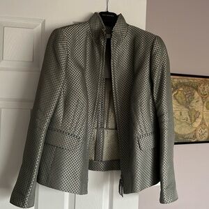 Akris Punto jacket grey silk diamond pattern